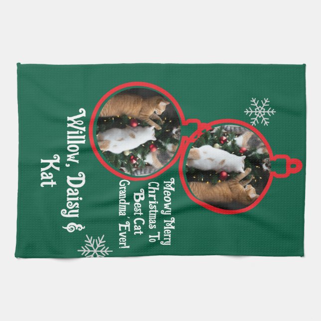 Linge De Cuisine Meilleure grand-mère de chat de Noël (Horizontal)