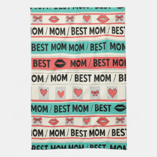 Linge De Cuisine Meilleure Maman Bande Dessinée Cœurs Graphique Rét