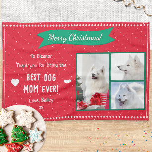 Linge De Cuisine Meilleure Maman de Chien Collage de Photos de Noël