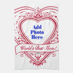 Linge De Cuisine Meilleure maman du monde ! Photo Red Hearts