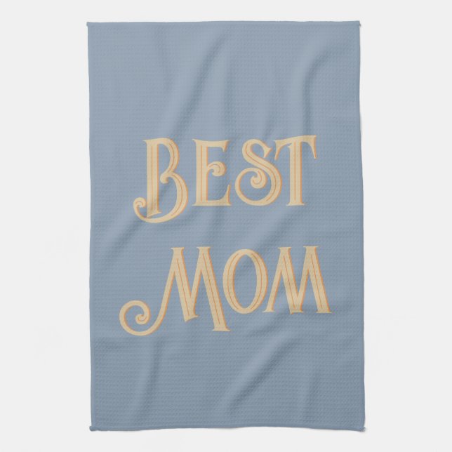 Linge De Cuisine Meilleure maman | Dusty Blue Retro Typographie Vin (Vertical)