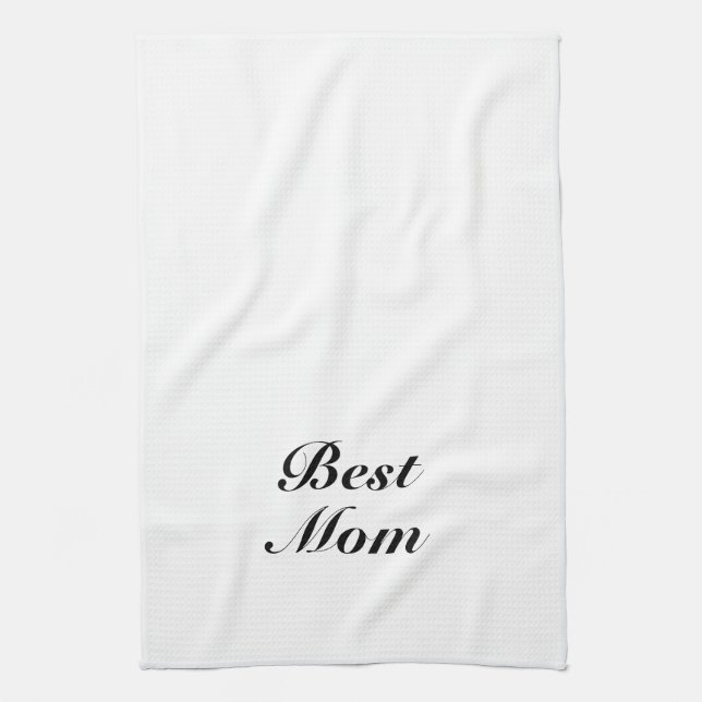Linge De Cuisine Meilleure maman noir blanc classique script élégan (Vertical)