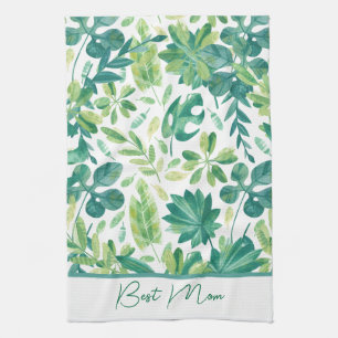 Linge De Cuisine Meilleure Maman Personnalisée Feuille de Monstera