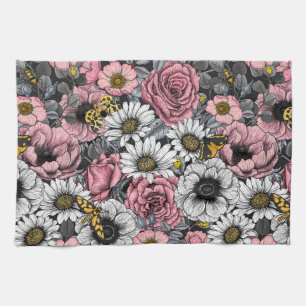 Linge De Cuisine Mélange de papillons de nuit en rose et gris