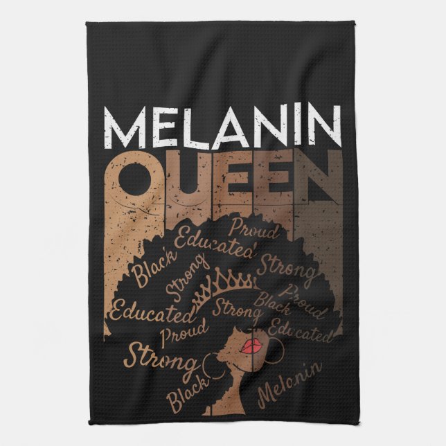 Linge De Cuisine Melanin Afro Queen Word Art (Vertical)