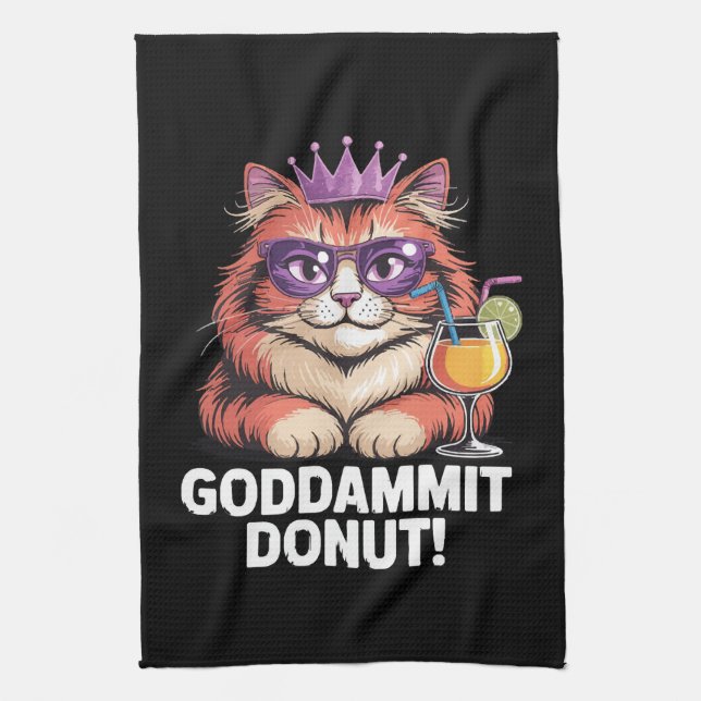 Linge De Cuisine Mème de chat princesse donut femme (Vertical)