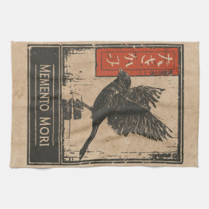 Linge De Cuisine Memento Mori Crow Art Wabi Sabi Conception stoïq