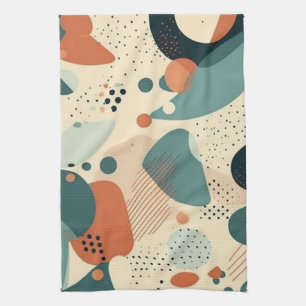 Linge De Cuisine Memphis Bloc de Couleur Abstrait Navy Orange Sarce