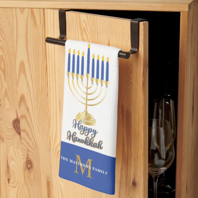 Linge De Cuisine Menorah avec lumières Happy Hanoukka Monogram Kitc (Pliage en tiers)