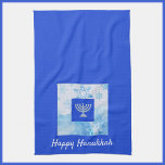 Linge De Cuisine Menorah Bleue de Hanouka<br><div class="desc">Belle graphique de menorah avec "HAPPY HANUKKAH" en lettres manuscrites. Joli dans n'importe quelle cuisine !</div>