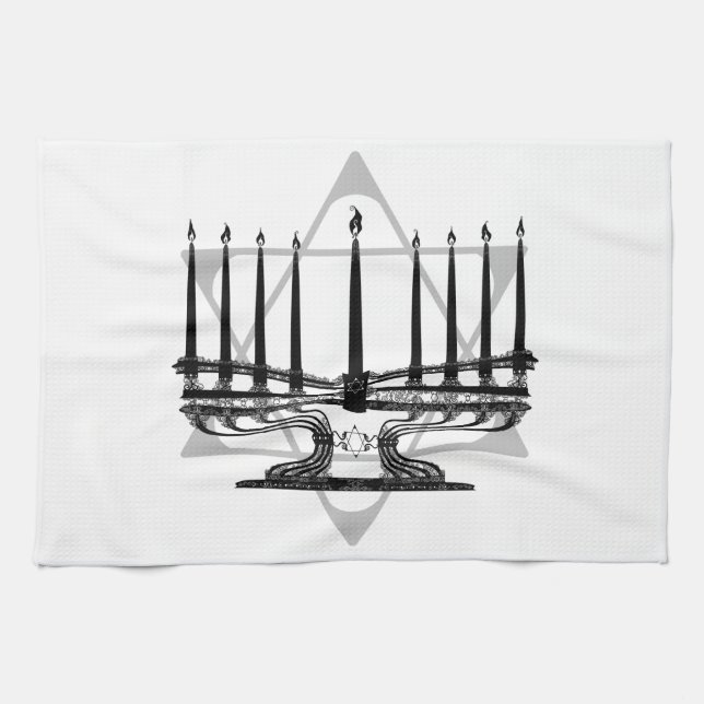 Linge De Cuisine Menorah et étoile (Horizontal)