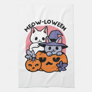 Linge De Cuisine Meow-Loween - Cute Halloween Conception Chat