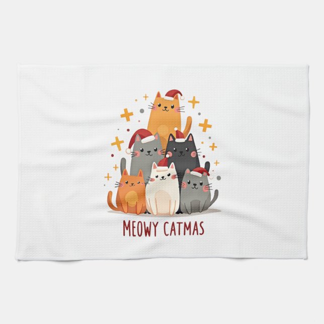 Linge De Cuisine Meowy Catmas Cat Christmas Tree Xmas (1) (Horizontal)