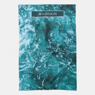 Linge De Cuisine Mer turquoise et vagues personnalisées