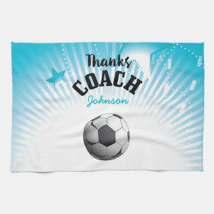 Linge De Cuisine Merci Coach Football Aqua Blue Stars Ball