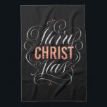 Linge De Cuisine Merry CHRISTmas Christian Chalkboard Calligraphie<br><div class="desc">Allumez son nom dans les lumières marquises et faites se souvenir pourquoi nous disons 'Joyeux NoëlCHRIST'. Ce design est proposé en quelques variantes et sur de nombreux produits différents, vérifiez-les tous pour voir exactement quelle direction vous voulez prendre. Le lettrage professionnel par Ivan Angelic peut être vu en noir pour...</div>