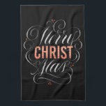 Linge De Cuisine Merry CHRISTmas Christian Chalkboard Calligraphie<br><div class="desc">Allumez son nom dans les lumières marquises et faites se souvenir pourquoi nous disons 'Joyeux NoëlCHRIST'. Ce design est proposé en quelques variantes et sur de nombreux produits différents, vérifiez-les tous pour voir exactement quelle direction vous voulez prendre. Le lettrage professionnel par Ivan Angelic peut être vu en noir pour...</div>