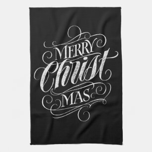 Linge De Cuisine Merry CHRISTmas Christian Chalkboard Calligraphie