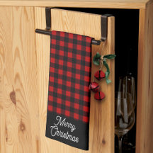 Merry Christmas Red & Black Buffalo Plaid
