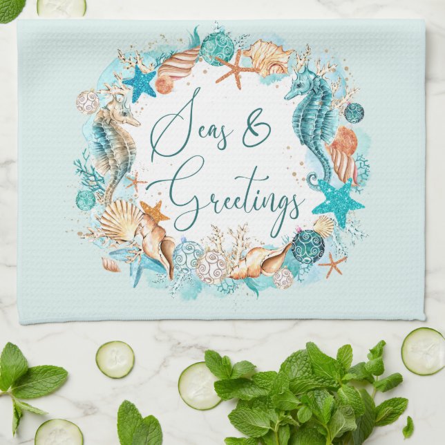 Linge De Cuisine MERS Côtières et SAVOIRS Coquilles de cheval de me (Plié)