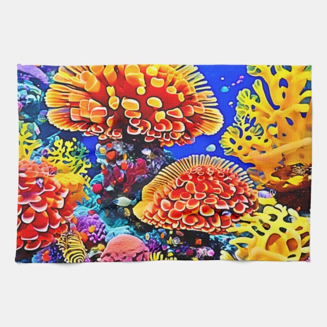Linge De Cuisine Merveille d'art de récif de corail vibrant (Horizontal)