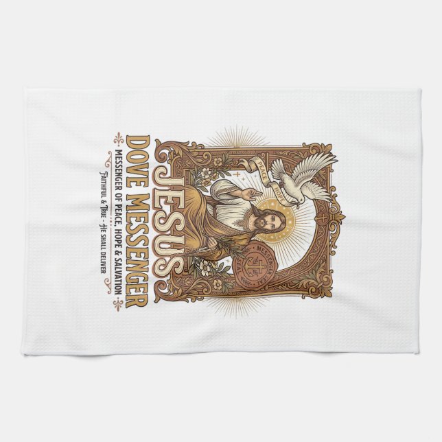 Linge De Cuisine Messager Jésus Colombe Messager Jésus Colombe Chré (Horizontal)