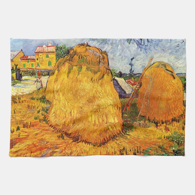 Linge De Cuisine Meules de foin en Provence par Vincent van Gogh (Horizontal)