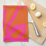 Linge De Cuisine Mi-Siècle Abstrait Moderne Lignes Orange Et Rose<br><div class="desc">Brosses Abstraites - Formes abstraites en orange brûlé et rose chaud.</div>