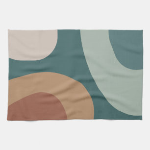 Linge De Cuisine Mi-siècle Moderne Grandes Formes Multicolores Turq