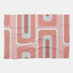 Linge De Cuisine Mi-siècle moderne Long Rectangles Saumon rose