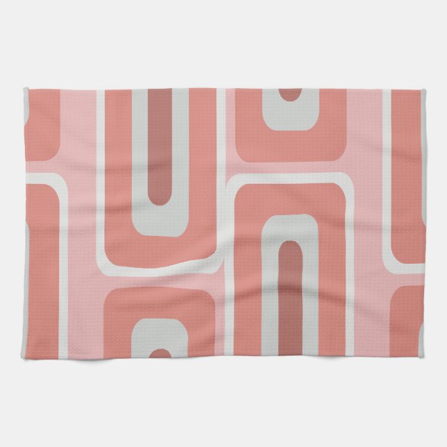 Linge De Cuisine Mi-siècle moderne Long Rectangles Saumon rose (Horizontal)