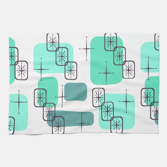 Linge De Cuisine Mi-siècle moderne Mint Vert Turquoise (Horizontal)