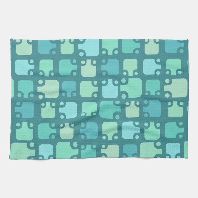 Linge De Cuisine Mi-siècle moderne Motif Océan bleu (Horizontal)