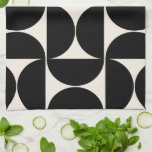 Linge De Cuisine Mi-Siècle Moderne Motif Vintage Noir Et Blanc<br><div class="desc">Motif moderne rétro du milieu du siècle - Formes géométriques Abstraites - Motif minimaliste en noir et blanc crème.</div>