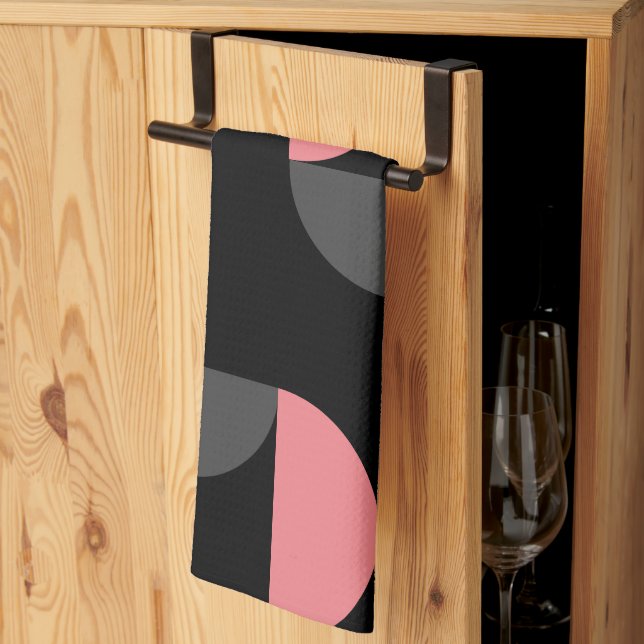 Linge De Cuisine Mi-siècle moderne rose noir et gris (Pliage en tiers)