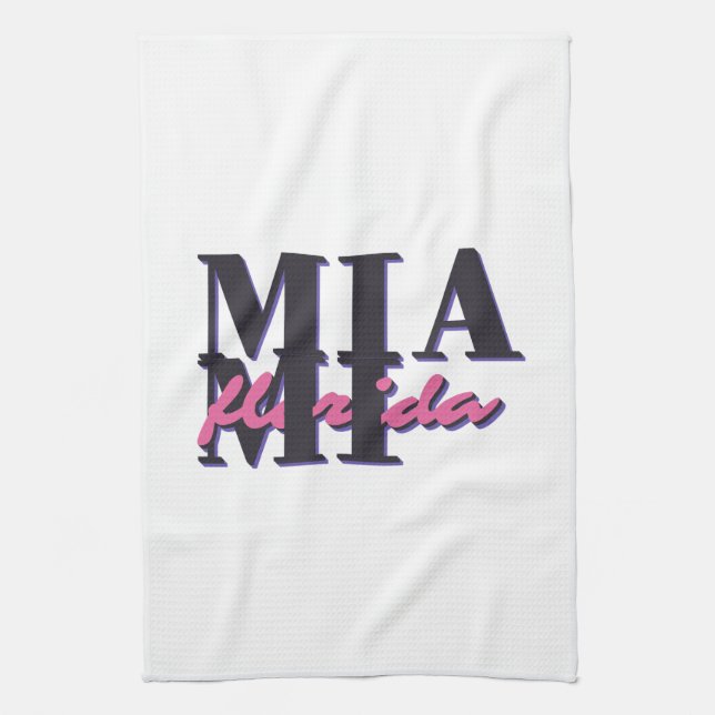 Linge De Cuisine Miami Floride - Retro Bold Typographie Graphique (Vertical)