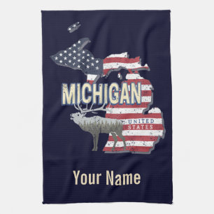 Linge De Cuisine Michigan États-Unis Retro State Map Vintage États-