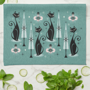 Linge De Cuisine Mid Century Atomic Kitty Noël ©studioxtine