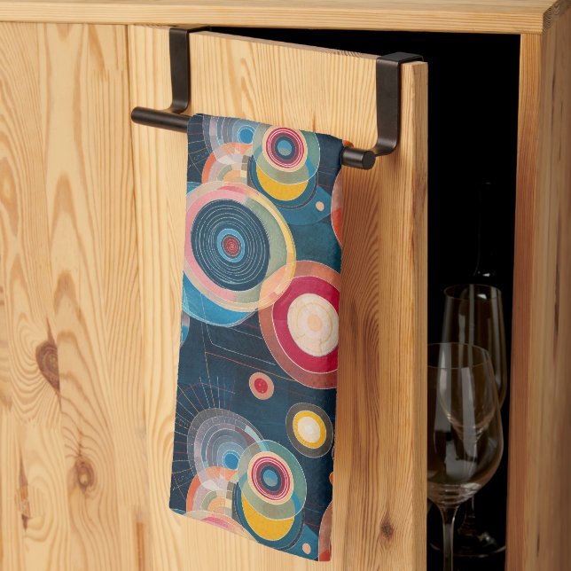 Linge De Cuisine Mid Century Mod Circles dans le style Hilma af Kli (Pliage en tiers)
