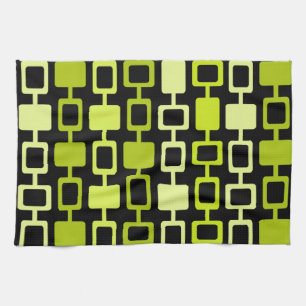 Linge De Cuisine Mid Century Modern Square Columns Black Chartreuse