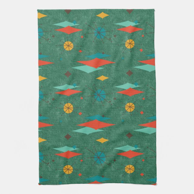 Linge De Cuisine Mid Century Moderne Retro Vert velours (Vertical)