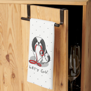 Linge De Cuisine Mignon, allons-y ! Chien japonais Chin (noir et bl
