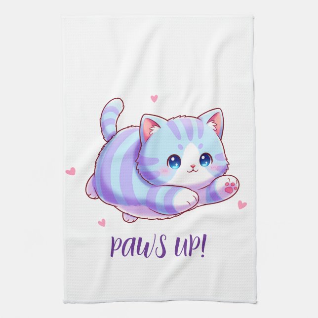 Linge De Cuisine Mignon Chat Lavande Volant Kawaii (Vertical)