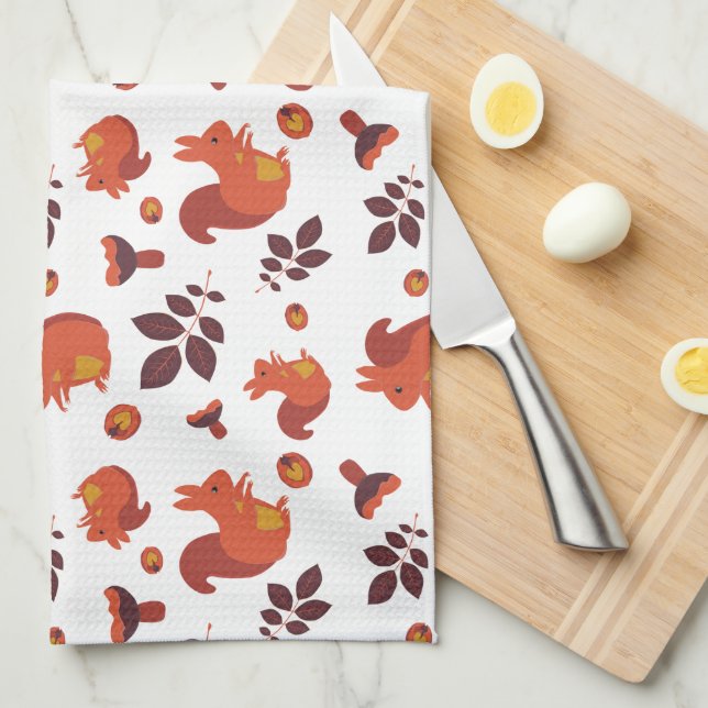 Linge De Cuisine Mignon écureuil de forêt Motif d'automne (Quart Plié)