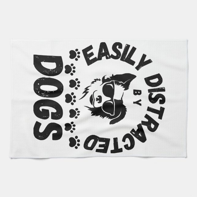 Linge De Cuisine Mignon facilement distrait par les chiens amateurs (Horizontal)