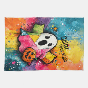 Linge De Cuisine Mignon fantôme patchwork Art éclaboussé coloré