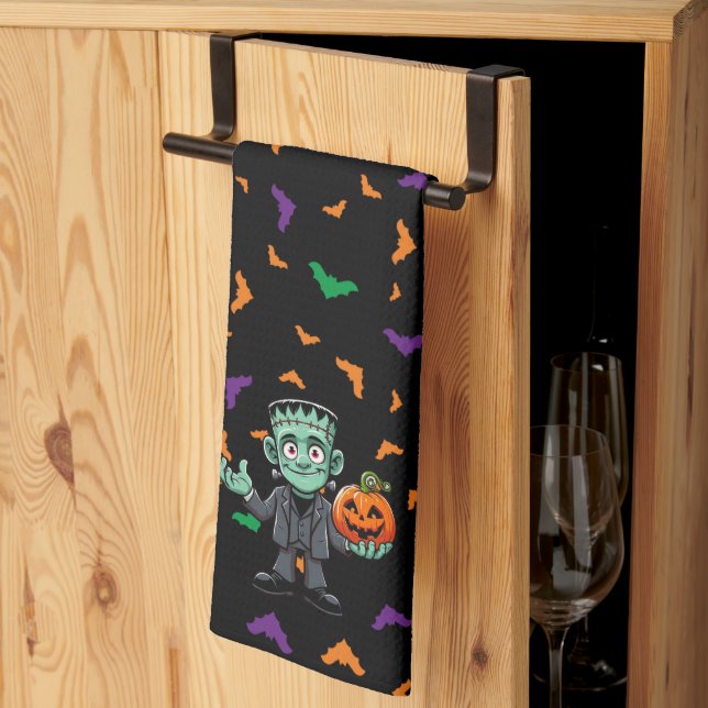 Linge De Cuisine Mignon, monstre du dessin animé Frankenstein (Pliage en tiers)