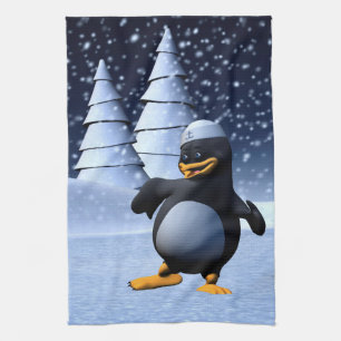 Linge De Cuisine Mignon pingouin marin d'hiver Art de vacances enne