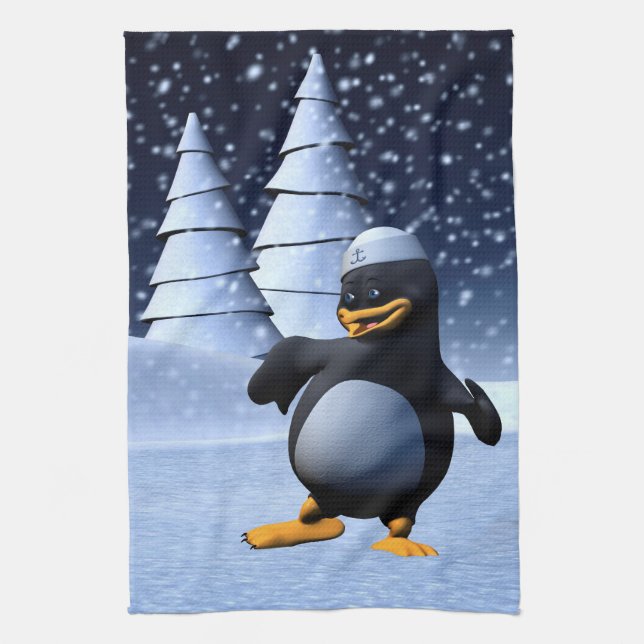 Linge De Cuisine Mignon pingouin marin d'hiver Art de vacances enne (Vertical)