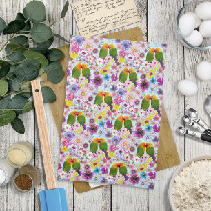 Linge De Cuisine Mignonne Amoureux Oiseaux Tropicaux Fleurs Oiseau